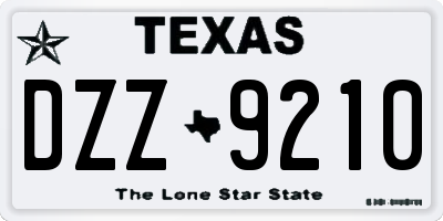 TX license plate DZZ9210