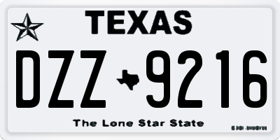 TX license plate DZZ9216