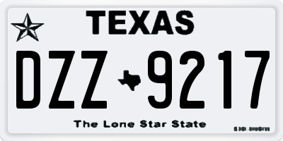 TX license plate DZZ9217