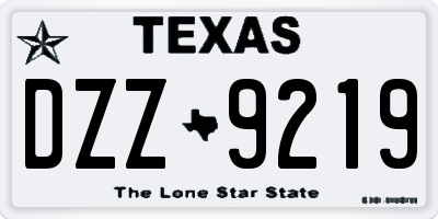 TX license plate DZZ9219