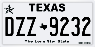 TX license plate DZZ9232