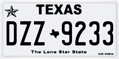 TX license plate DZZ9233