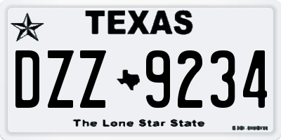 TX license plate DZZ9234