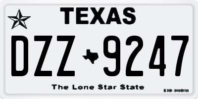 TX license plate DZZ9247