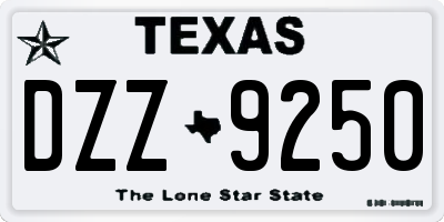 TX license plate DZZ9250