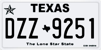 TX license plate DZZ9251