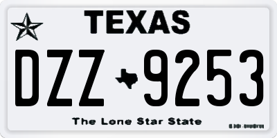 TX license plate DZZ9253