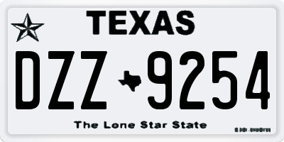 TX license plate DZZ9254