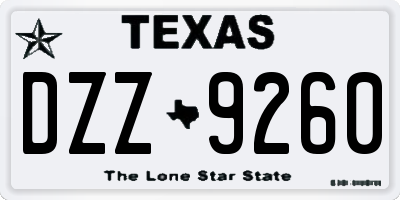 TX license plate DZZ9260