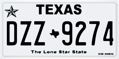 TX license plate DZZ9274