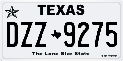 TX license plate DZZ9275