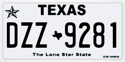 TX license plate DZZ9281