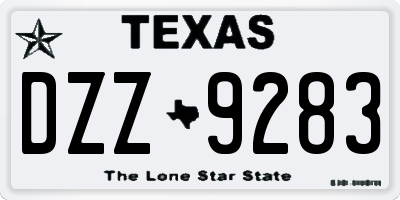 TX license plate DZZ9283