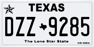 TX license plate DZZ9285