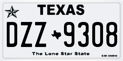 TX license plate DZZ9308