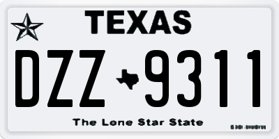 TX license plate DZZ9311