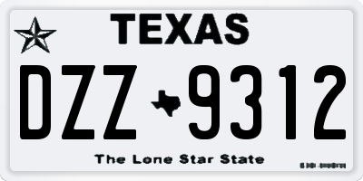 TX license plate DZZ9312