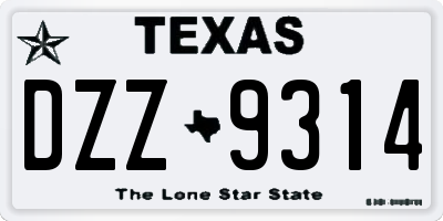 TX license plate DZZ9314