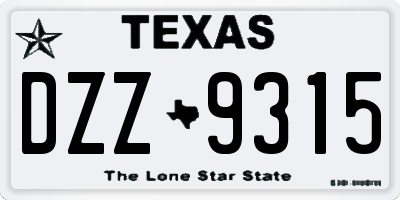 TX license plate DZZ9315