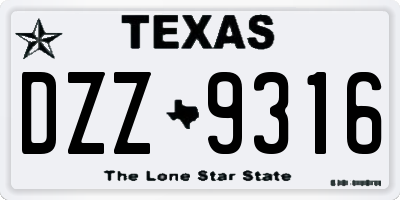 TX license plate DZZ9316