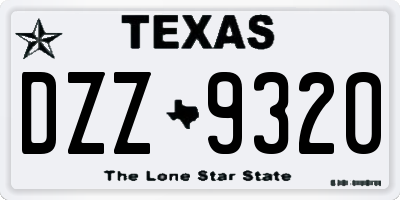 TX license plate DZZ9320