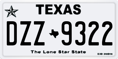 TX license plate DZZ9322