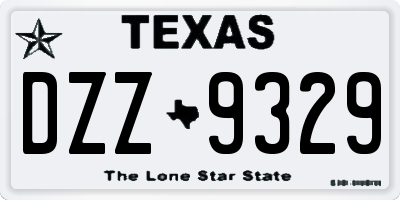 TX license plate DZZ9329