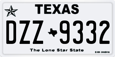 TX license plate DZZ9332