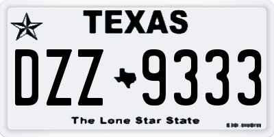 TX license plate DZZ9333