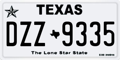 TX license plate DZZ9335