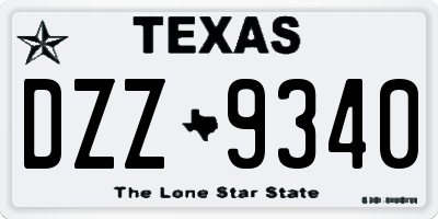 TX license plate DZZ9340