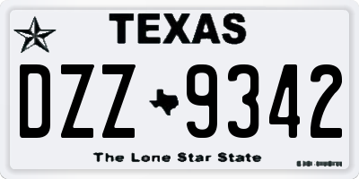 TX license plate DZZ9342