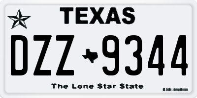 TX license plate DZZ9344