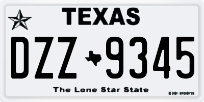 TX license plate DZZ9345