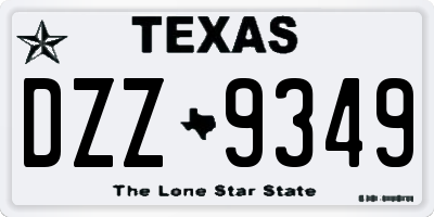 TX license plate DZZ9349