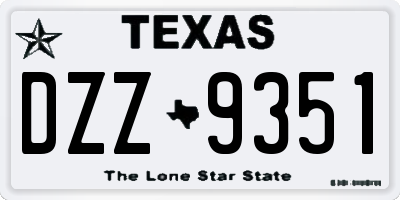 TX license plate DZZ9351