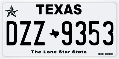 TX license plate DZZ9353