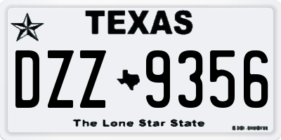 TX license plate DZZ9356