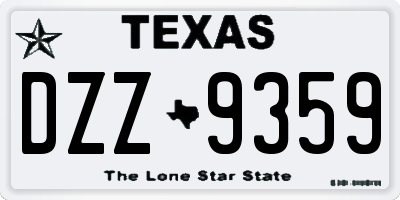 TX license plate DZZ9359