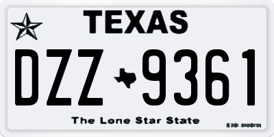 TX license plate DZZ9361