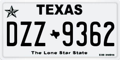 TX license plate DZZ9362