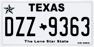 TX license plate DZZ9363