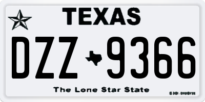 TX license plate DZZ9366