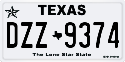 TX license plate DZZ9374