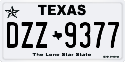 TX license plate DZZ9377