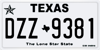 TX license plate DZZ9381