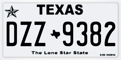 TX license plate DZZ9382