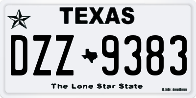 TX license plate DZZ9383