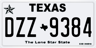 TX license plate DZZ9384