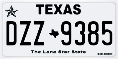 TX license plate DZZ9385